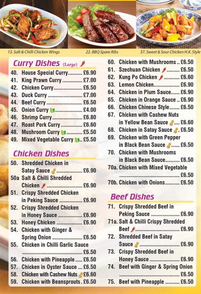 Menu of Kwong Ming, Chinese takeaway in Caerphilly
