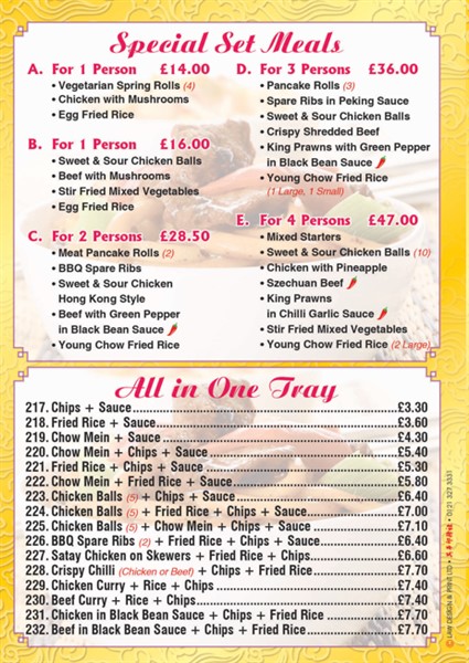 Menu of Kwong Ming, Chinese takeaway in Caerphilly